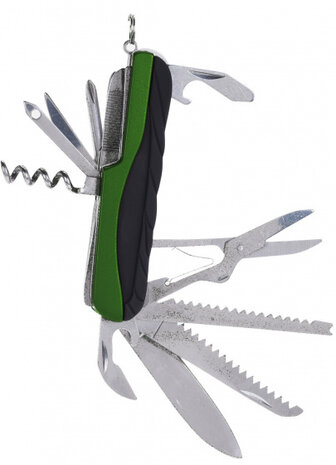 zakmes groen 15 functies 17 x 11 x 2,5 cm