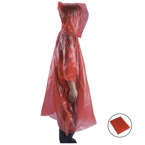 regenponcho met capuchon unisex rood
