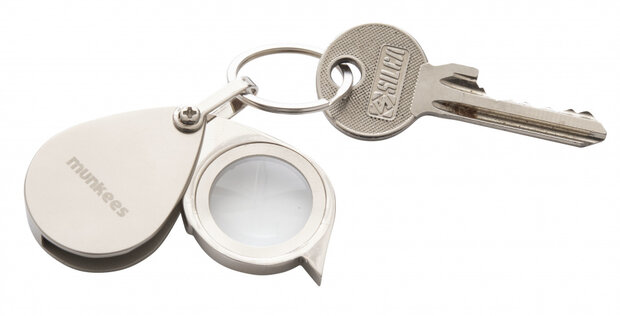 sleutelhanger vergrootglas zilver staal 1,2 x 5,7 cm