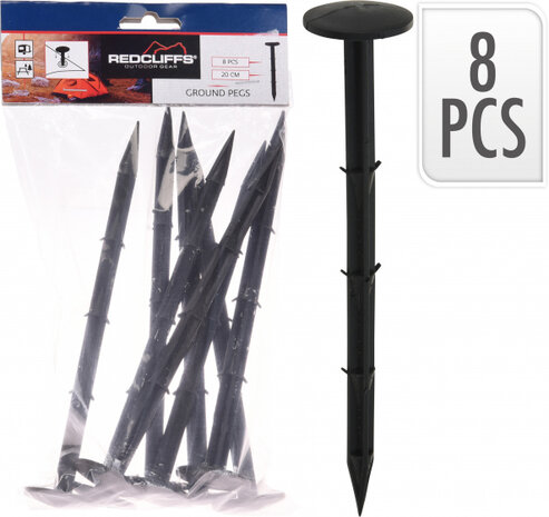 tentsticks 8 stuks zwart 20cm