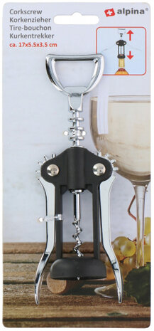 kurkentrekker zwart/zilver 17 cm