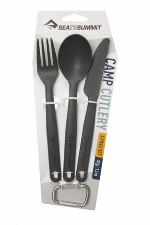 Camp Cutlery Campingbestek mes, vork &amp; lepel grijs