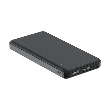 powerbank 10000 mAh 5 Volt 2,1 Amp&egrave;re zwart 2-delig