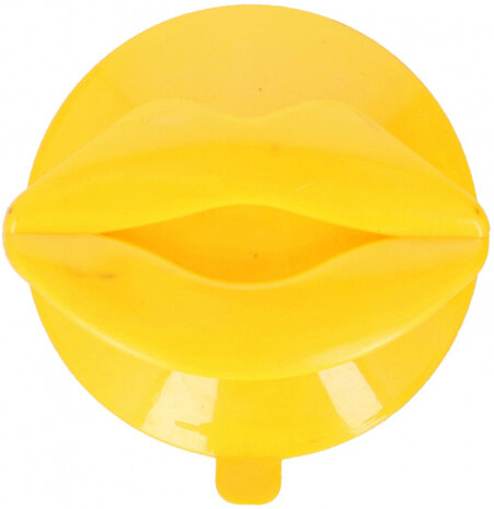 ophanghaak lippen 7,5 x 6,5 cm PVC geel