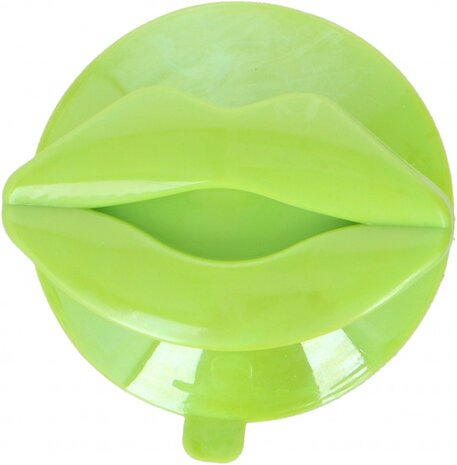 ophanghaak lippen 7,5 x 6,5 cm PVC groen