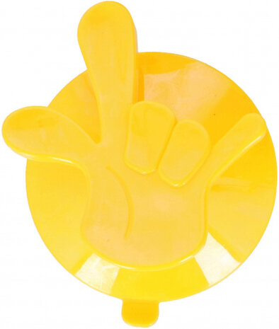 ophanghaak hand 7,5 x 6,5 cm PVC geel