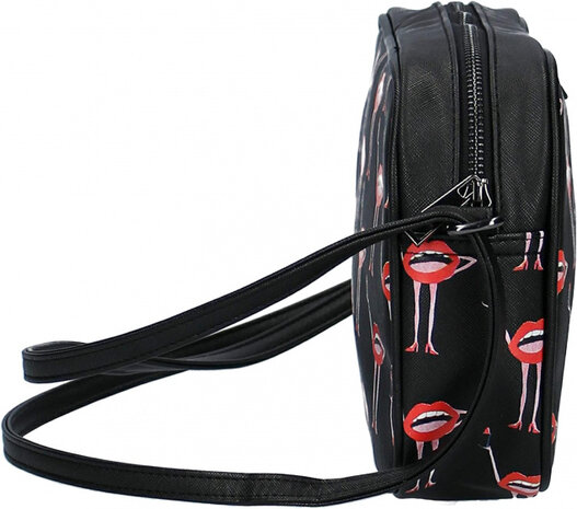 schoudertas dames 2,2 liter polyester zwart/rood