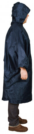 poncho Basic polyester blauw maat M