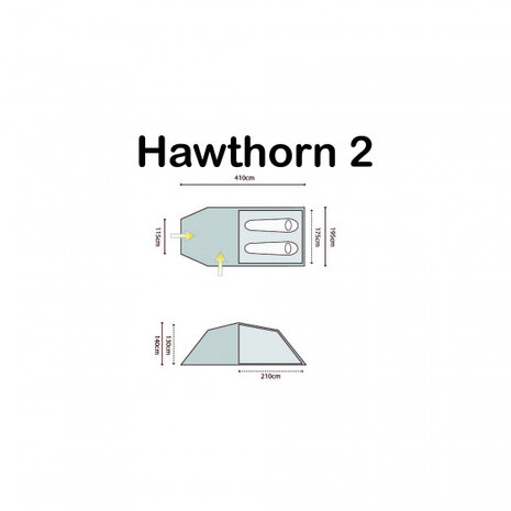 tunneltent Hawthorn 2-persoons 410 x 195 cm groen