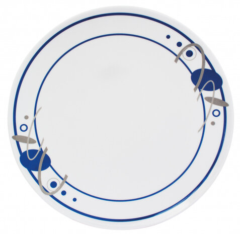 campingservies Saturn melamine wit/blauw 16-delig