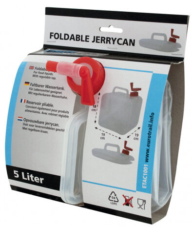 jerrycan met kraan opvouwbaar 10 liter polyetheen wit