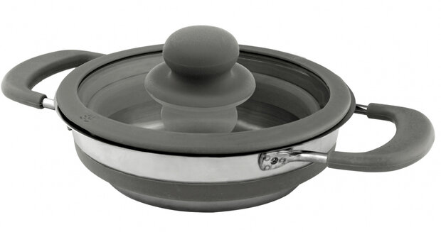 pan met deksel opvouwbaar 24 cm siliconen grijs 2-delig