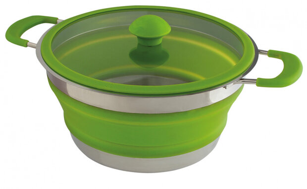 pan met deksel opvouwbaar 24 cm siliconen groen 2-delig