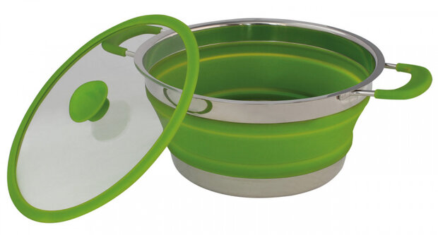 pan met deksel opvouwbaar 24 cm siliconen groen 2-delig