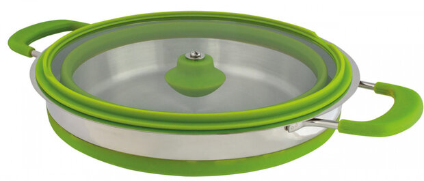pan met deksel opvouwbaar 24 cm siliconen groen 2-delig