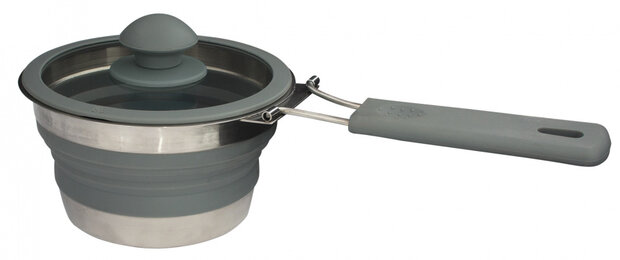 steelpan opvouwbaar 1 liter siliconen/RVS grijs