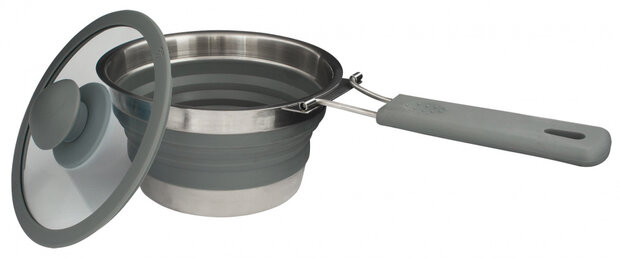 steelpan opvouwbaar 1 liter siliconen/RVS grijs