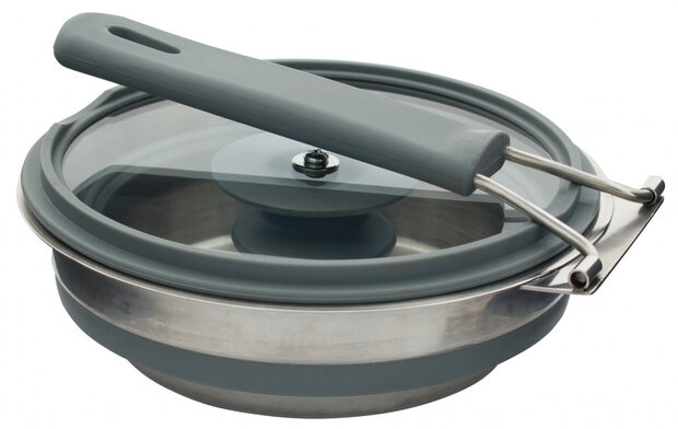 steelpan opvouwbaar 1 liter siliconen/RVS grijs