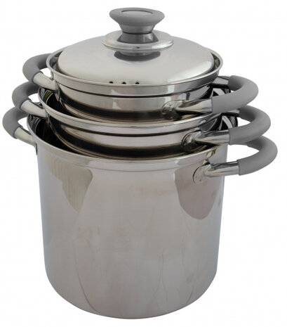 pannenset Roma 1,6/2,3/6,3 liter staal zilver 3-delig