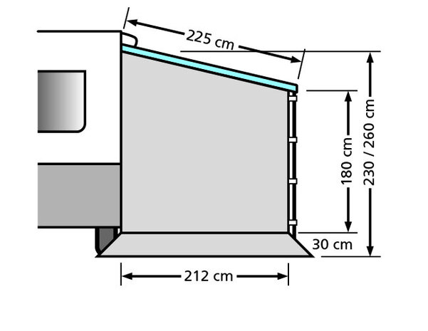 zijwand Caravan 212 x 230 cm polyester grijs