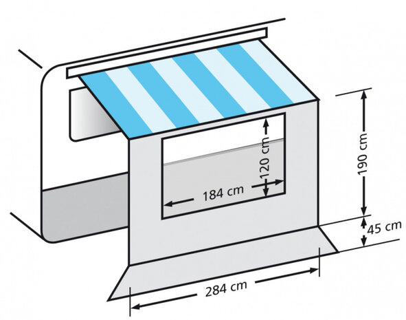 voorwand luifel 284 x 190 cm polyester grijs