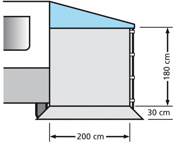 zijwand Caravan 200 x 180 cm polyester grijs
