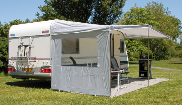 zijwand Caravan met raam 200 x 180 cm polyester grijs