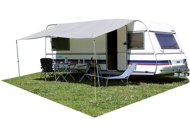 luifel Caravan 400 x 240 cm polyester grijs 3 stokken