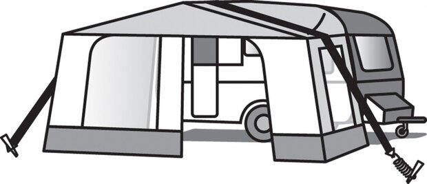 stormband Voortent 12 meter polyester zwart 5-delig