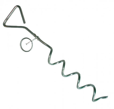 grondanker spiraal hondenpin 35 cm staal zilver