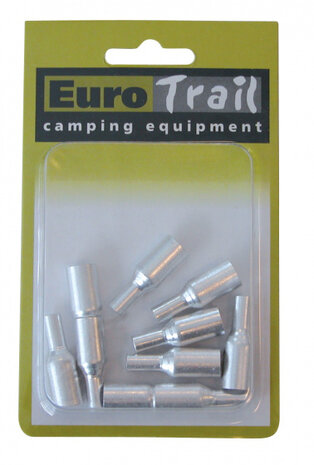eindtip Fiberglas stok 9,5 mm aluminium zilver 10 stuks