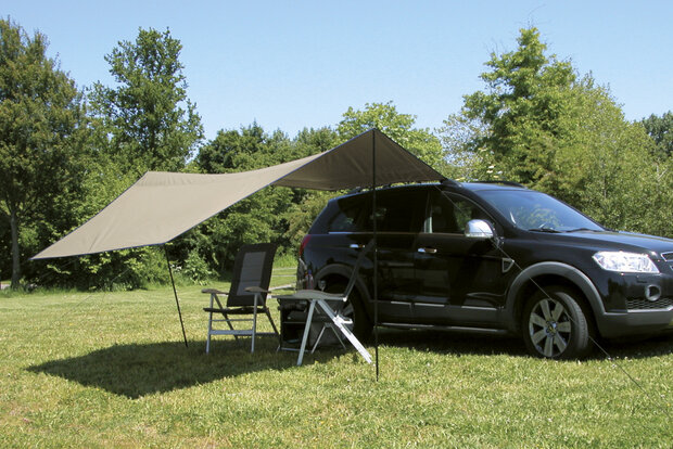tarp Carside 3,6 x 3,5 m polyester/staal bruin 6-delig