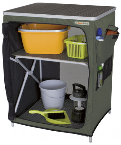 campingkast Vallou 86 x 67 x 53 cm aluminium/MDF groen