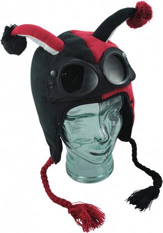 muts Gogglez Harlequin polyester rood/zwart mt 54 cm