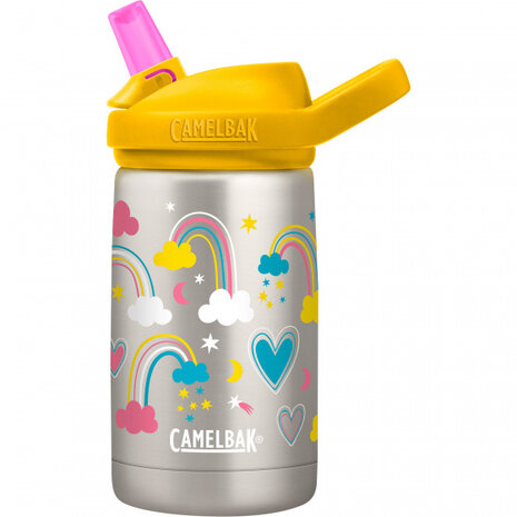 drinkfles Eddy+ Kids ge&iuml;soleerd 350 ml tritan grijs/geel