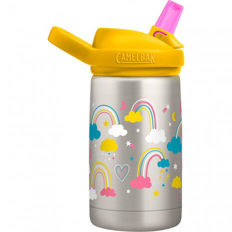 drinkfles Eddy+ Kids ge&iuml;soleerd 350 ml tritan grijs/geel