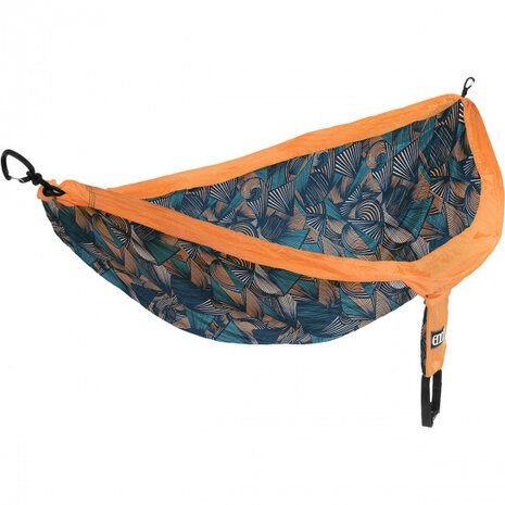 hangmat Doublenest Print 2,8 x 1,9 m nylon oranje/blauw 4-delig
