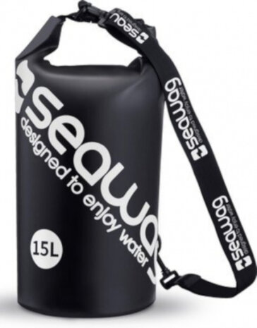 drybag 15 liter PVC zwart/wit