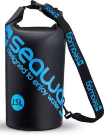 drybag 15 liter PVC zwart/blauw