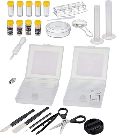 microscoop met koffer 33 cm staal zwart 24-delig