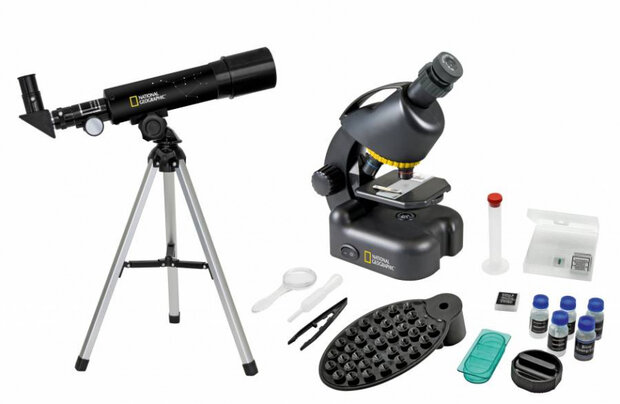 telescoop- en microscoopset aluminium zwart 8-delig