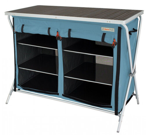 campingkast Brocas 110 x 90 cm aluminium lichtblauw