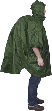 poncho met hoes nylon groen one-size