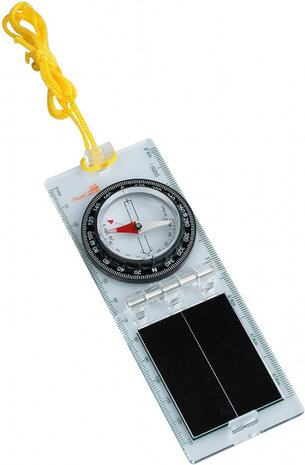 vouwkompas met spiegel 7,5 cm transparant/zwart