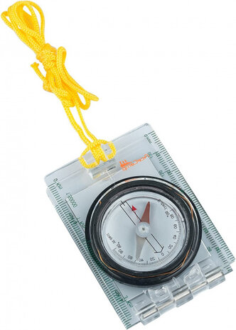 vouwkompas met spiegel 7,5 cm transparant/zwart