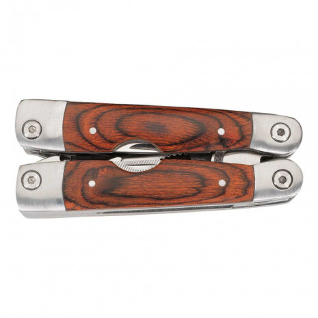 multitool Pakkaholz 18 cm staal/hout zilver 3-delig