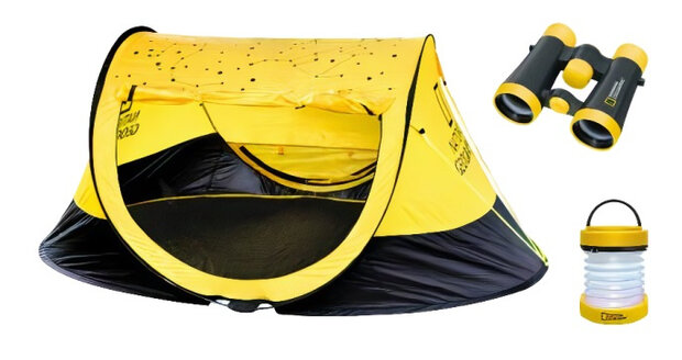 outdoorset junior nylon zwart/geel 3-delig