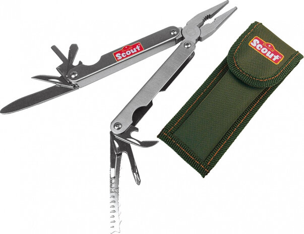 multitool Scout 9,5 x 2,6 cm staal zilver 2-delig