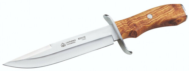 jachtmes Cachetero 28,5 cm hout/RVS zilver/beige 2-delig