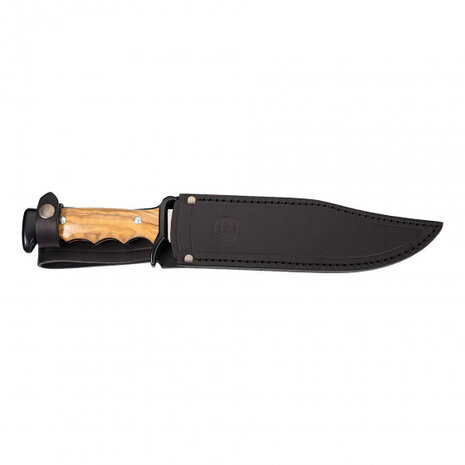 jachtmes 35 cm RVS/hout bruin/zilver 2-delig